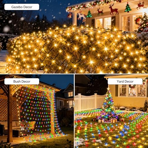Obrecis Christmas Net Lights Outdoor, 240 LED 35 Color Changing Mesh Lights, 14.8 ft x 5 ft Waterproof Connectable Multicolored String Lights for Bushes Xmas Tree Garden Party Home Decor - Image 6