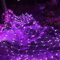 LJLNION Christmas Net Lights, 360 LED 12ft x 5ft Connectable Christmas Mesh Fairy String Lights,8 Modes Low Voltage Safe Adaptor for Xmas Trees, Bushes, Wedding, Outdoor Garden Decorations, Purple by LJLNION