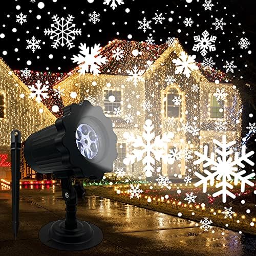 Christmas Snowflake Projector Lights Outdoor - Weatherproof LED Snowfall Projection, Landscape Decorative Light for Xmas & Halloween Holiday Party, Garden, Home & Wedding Indoor Decorations by AURPUKAR