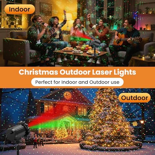 Christmas Projector Lights Outdoor, Waterproof Christmas Laser Lights Outdoor with Remote, Landscape Spotlight Red and Green Star Show, Laser Projection for Garden House Decor Holiday Xmas Decoration - Image 2
