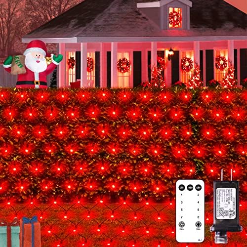 JMEXSUSS 360 LED Halloween Net Lights, Red, 12ft x 5ft by JMEXSUSS