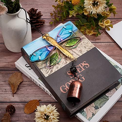 GORGECRAFT Dragonfly Wind Chime Metal Glass Music Wind Bell 14.2" Romantic Colorful Dragonfly Shaped Hanging Ornaments with Chime Gifts for Women Garden Patio Yard Party Indoor Outdoor Decorations - Image 5