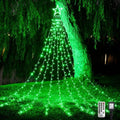 WBao 344 LED Christmas Lights Outdoor Decorations with 12" Star Topper, 11.9ft Waterfall Christmas Lights, Remote Control 8 Modes, 3 Timers, UL Listed Waterproof for Tree Roof Porch Xmas Decor, Green by WBaoOfficial