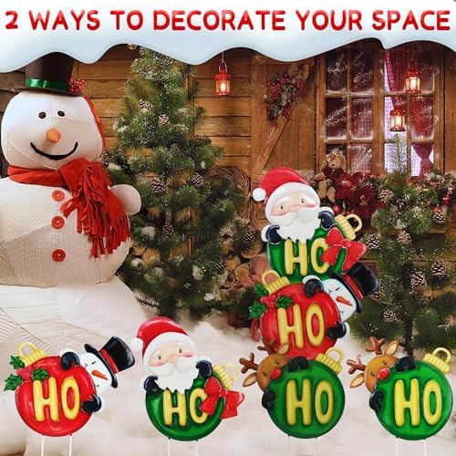 3 Pack Metal Christmas Yard Signs Decor for Multiple Stacked, Christmas Yard Stakes Ball Fall Yard Decor for Outside Garden Lawn Porch - Image 2