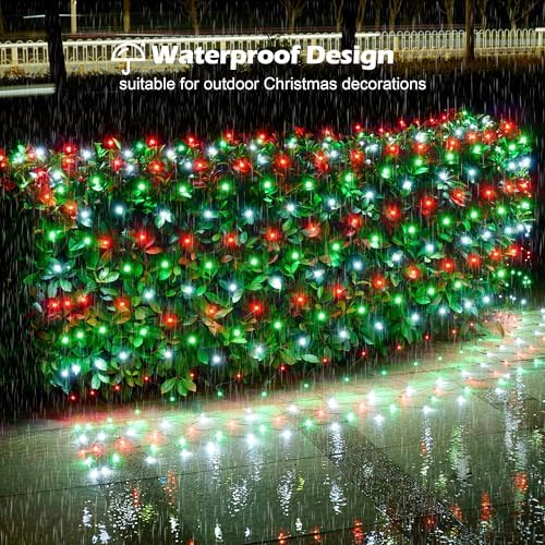 BlcTec Outdoor Christmas Lights 360 LED 9.8ft x 6.6ft Christmas Net Lights with 8 Modes, UL Certified, Timer, Connectable, Waterproof for Bushes, Shrubs, Yard Outdoor Decorations, Red White Green - Image 3