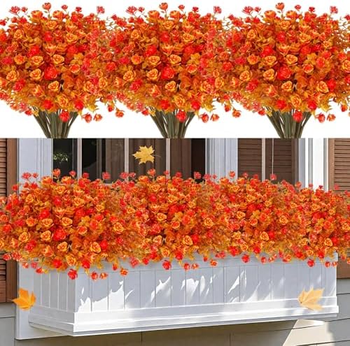 12 Bundles Artificial Fall Flowers for Outdoors Thanksgiving Decorations - Image 3