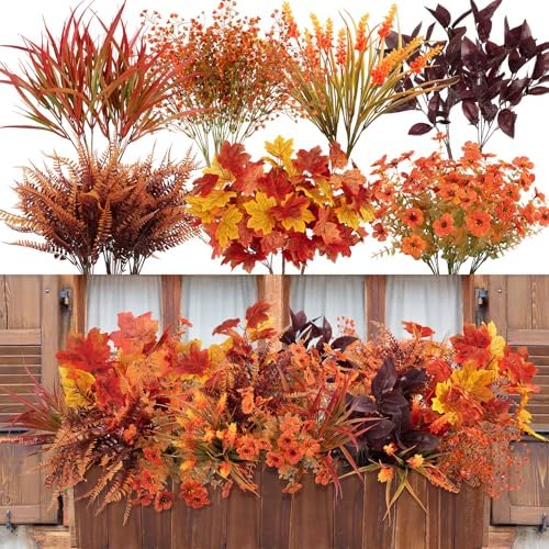 Ouddy Decor 24 Pcs Artificial Fall Flowers Fake Mums for Decoration Outdoor by OuddyDecor