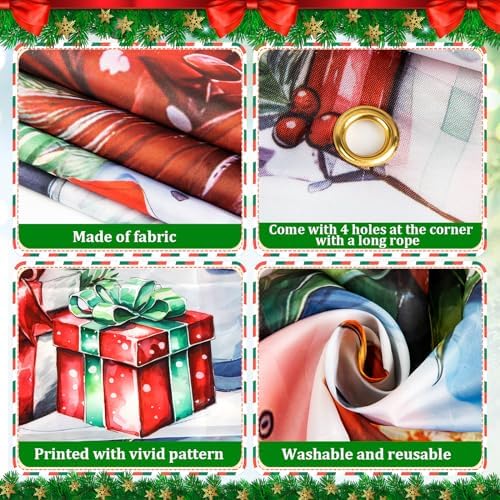 Christmas Door Cover Snowman Decoration Xmas Large Photography Background Banner Porch Sign for Winter Indoor Outside Front Door Banner Farmhouse Party Supplies 6 x 3 Feet - Image 6