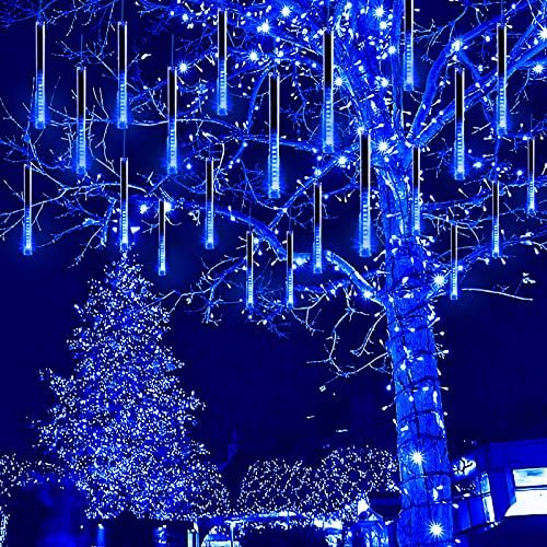 Blue Icicle Lights for Outside, 40-Tube Meteor Shower Lights for Chrismtas by Kwaiffeo