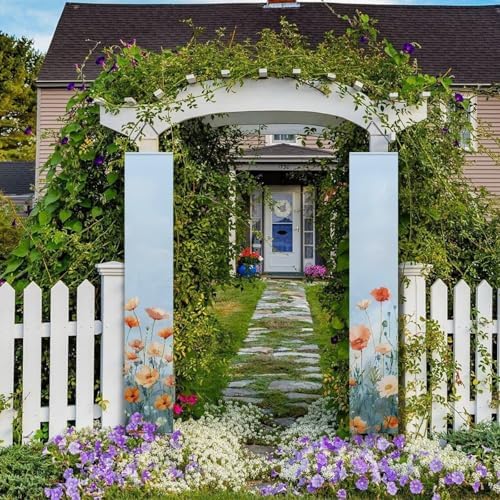 Floral Front Door Hanging Banner Spring Porch Sign Hanging Flag Porch Sign for Front Door Outdoor Seasonal Holiday Wedding Yard Decor Farmhouse Indoor Wall Backdrop - Image 4