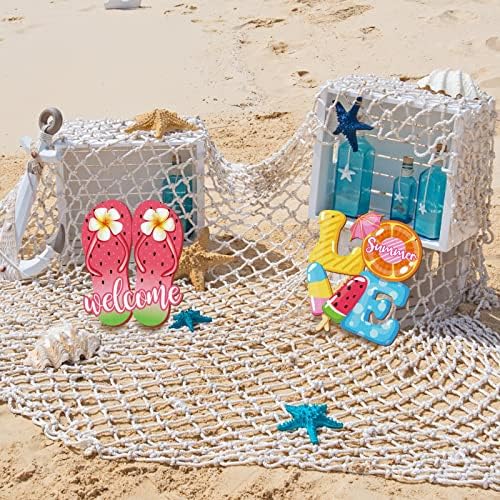 Jetec 2 Pcs Summer Wooden Sign Sandbeach, Hanging Door Porch Wall Decor - Image 6