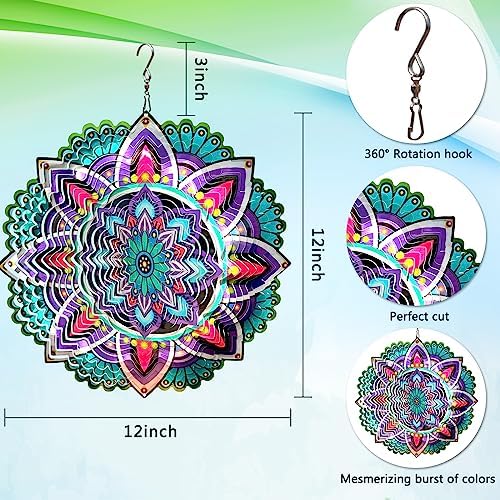 Wind Spinner Mandala Jasmine, Stainless Steel Wind Spinners - Image 6