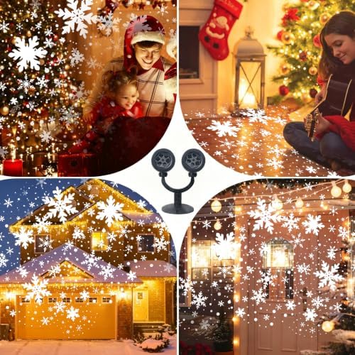 Christmas Snowflake Projector Lights, Double Head Outdoor LED Snowflake Lights Dynamic Falling Snowflake Effect, IP65 Waterproof for Christmas Decoration, Yard, Lawn, House, Holiday Party - Image 6