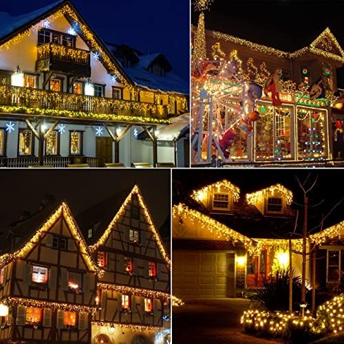 1216 LED Christmas Lights Outdoor Waterproof, 99 ft Icicle Lights for Outside, Plug in 8 Modes Timer Twinkle Lights for House Patio Xmas Porch Tree Yard Exterior Decorations, Warm White - Image 7