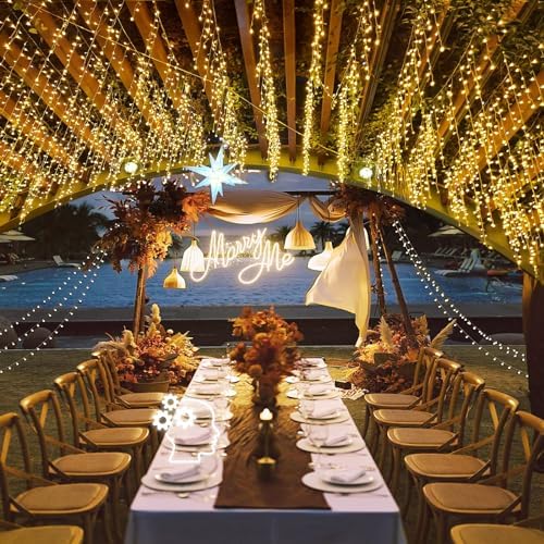 Christmas Lights Outdoor, 66ft 640 LED Icicle Lights for Outside Warm White - Image 2