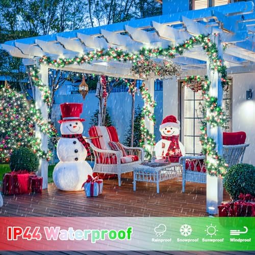 JMEXSUSS 250 LED Christmas Lights, Red White and Green Light Plug in - Image 7