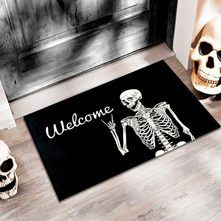 Skull Doormat Funny Halloween Skull Welcome Door Mat,Living Room Kitchen Floor Mat Home Halloween Indoor Outdoor Decoration 17 x29 Inch by Unknown