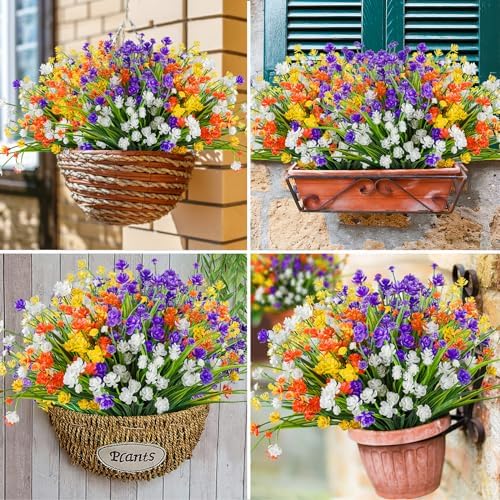 AmyHomie 20 PCS Artificial Flowers for Outdoors, UV Resistant Fake Plants - Image 6