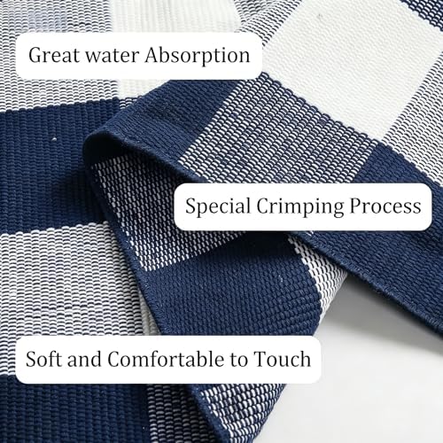 Buffalo Plaid Outdoor Rug 3x5 Ft Navy Blue and White Checkered Area Rug Washable Doormats Indoor Outdoor Rugs for Layered Front Door Mats, Porch, Entryway, Kitchen, Farmhouse - Image 5