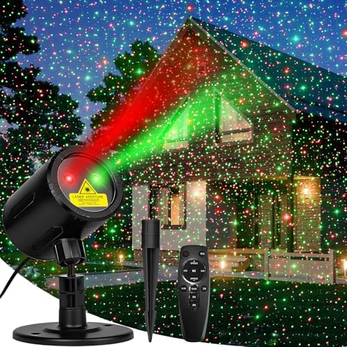 Christmas Projector Lights Outdoor, Red & Green Laser Light Projector by Nielfoi