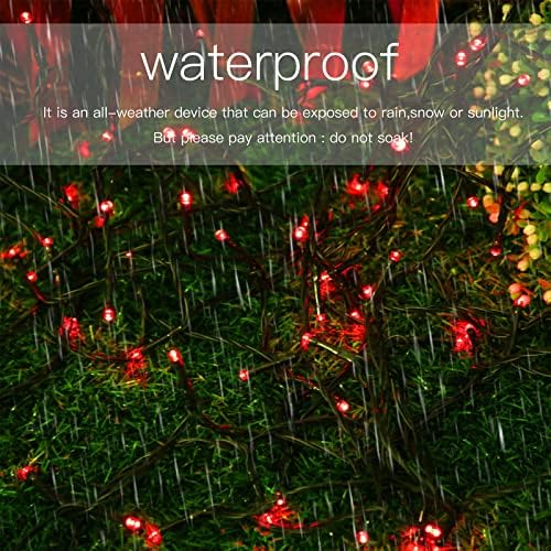 Solar Christmas Halloween String Lights, Red 200Led, Outdoor - Image 3