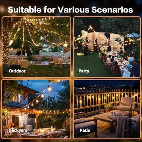 66FT Outdoor String Lights with Remote, 27 Dimmable Shatterproof LED G50 Bulbs, Waterproof Patio & Backyard Lights for Pergola, Deck, Garden, Bistro, Commercial Grade Hanging Lights - Image 7