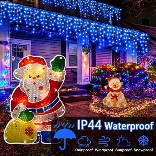 Christmas Lights Outdoor, 1280 LED 131FT Ice Lights for Outside, Clear Wire 8 Modes Plug in 240 Drops Ice String Lights with Timer Memory Function Hanging Light for Christmas Decor(Blue) - Image 3