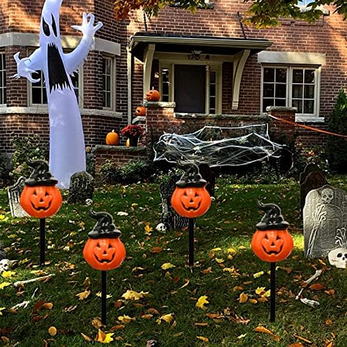 Abeja 4PCS Pumpkin Pathway Marker Lights, C7 Halloween Decorations Pathway String Lights with 4 Pumpkin Stakes Lights, Halloween Pathway Light for Lawn Walkway Driveway Markers Lighting - Image 7