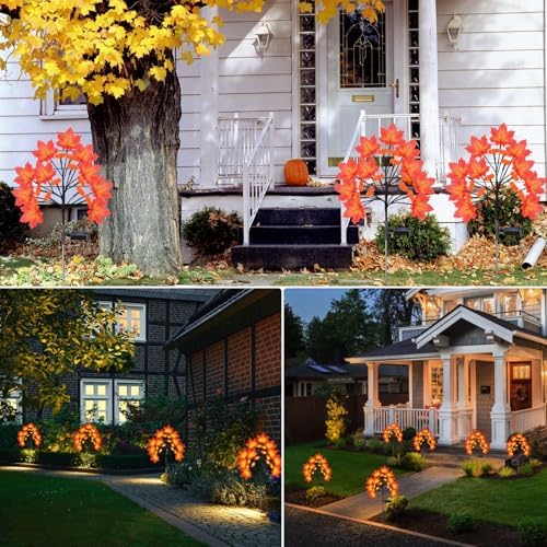 Fall Solar Lights Outdoor Solar Powered Fall Stakes Thanksgiving Decoration - Image 7
