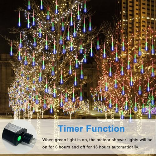 Aluan Meteor Shower Lights Outdoor Christmas Light 16Inch 360LED Multicolor - Image 5