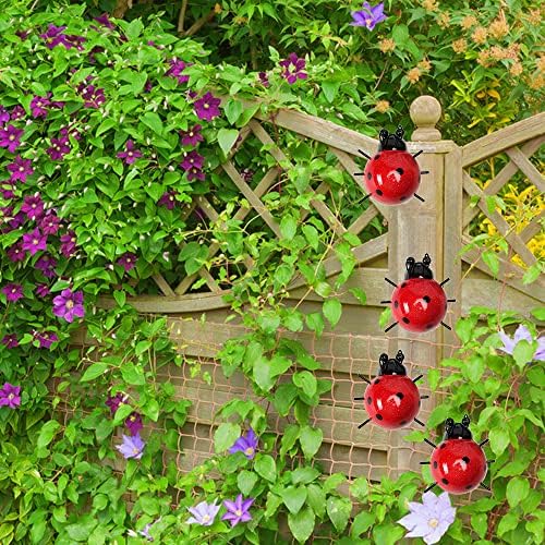Cruis Cuka Metal Garden Decor for Outside Cute Ladybugs Yard Art Lawn Ornaments Wall Sculptures & Statues Outdoor Fence Decorations for Patio - Set of 4 - Image 6