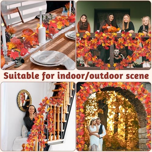 4Pack 23.6FT Hanging Vine Fall Leaves Garland for Halloween Thanksgiving - Image 5