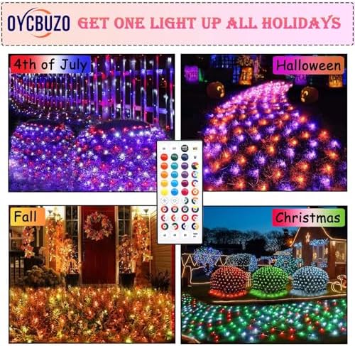OYCBUZO 204 LED Net Lights, 9.8ft x 6.6ft 35 Colors Changing Christmas Mesh String Lights, Connectable Fairy Light Waterproof Outdoor Halloween Decorations for Tree Bushes Holiday Party Garden - Image 2