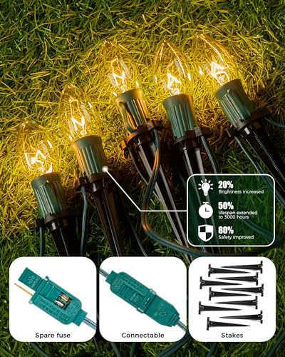 Christmas Pathway Lights Outdoor,102.8 Ft Lights with 80 Warm White Bulbs - Image 7