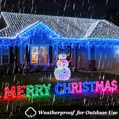 Christmas Icicle Lights Outdoor 132FT 1332 LED Drops Blue - Image 3