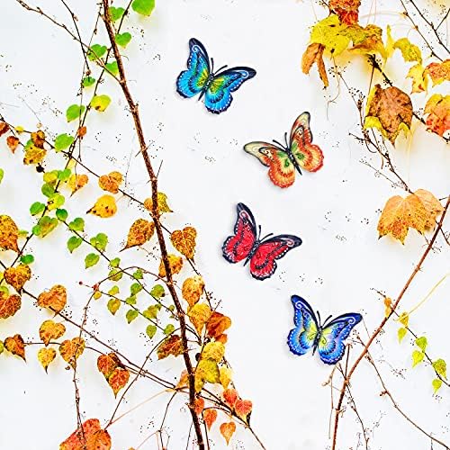 Metal Butterfly Outdoor Wall Decor- 6.5'' Double Wings Butterflies, Hanging Decorations for Fence Garden Yard Patio - Image 3