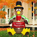 TURNMEON 4 Ft Thanksgiving Inflatable Decorations Outdoor, Blow up Turkey Holds Happy Thanksgiving Banner LED Lights for Yard Lawn Garden Fall Autumn Decoration Home Decor Outside Indoor by TURNMEON