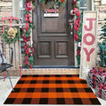 KILOCOCO Halloween Doormat 2.3'x3.6' Buffalo Plaid Orange and Black Rug by Kilococo