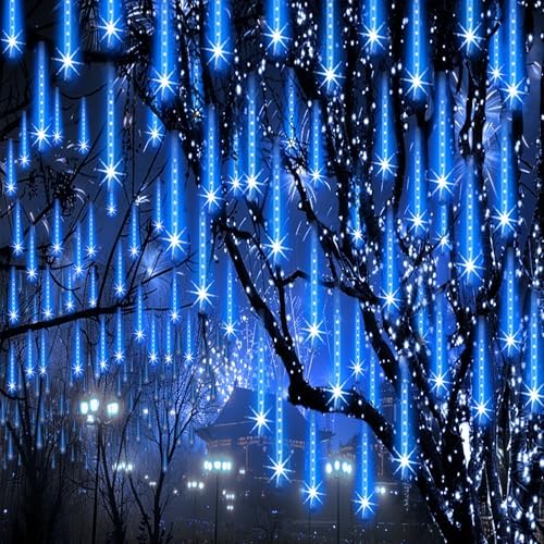 Christmas Lights Outdoor, Snow Falling Rain Cascading Icicle Lights by ZPQBEYE