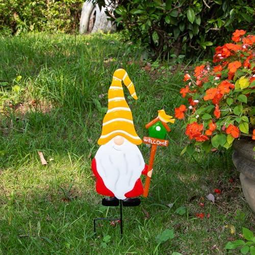 Garden Gnome Decorative Stake, Metal Welcome Sign Silhouette Art - Image 6