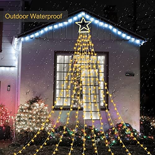 ZTX Christmas Star String Lights,11 Lighting Modes Christmas Decorations Clearance Outdoor 11Ft Waterfall Christmas Tree Lights for Christmas,New Year,Birthday(Warm White) - Image 4