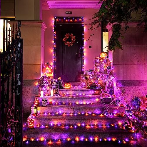 JMEXSUSS 163 FT 500 LED Orange and Purple Halloween String Lights Indoor - Image 3