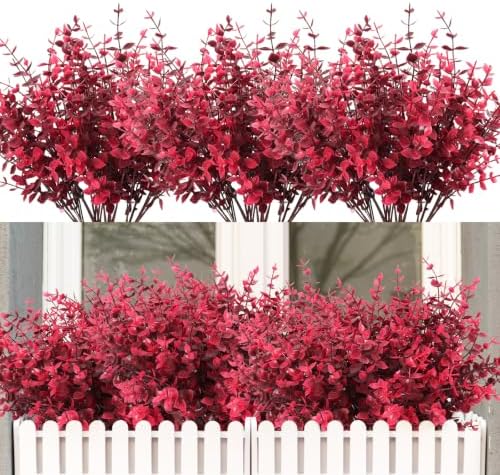RECUTMS 13.8" 12 Bundles Artificial Flowers for Outdoors Faux Boxwood Plant by RECUTMS