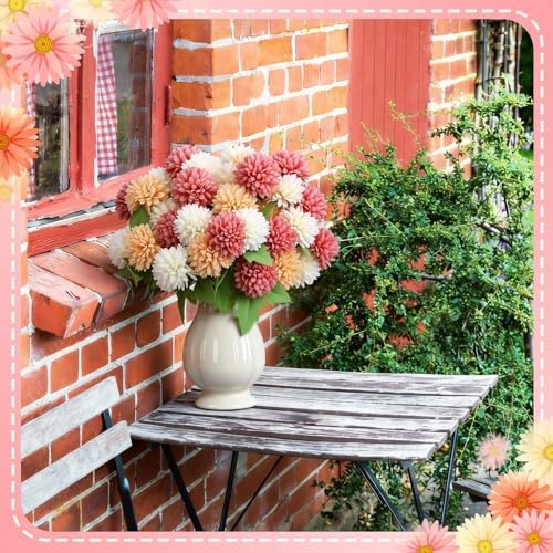XunYee 12 Pcs Fall Artificial Flowers for Outdoor,Faux Kiku Mum Flowers - Image 6