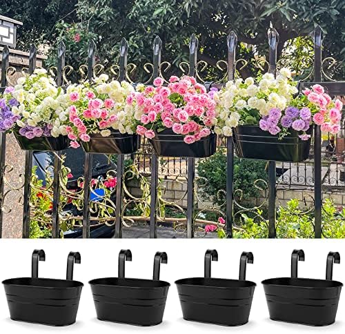 Hanging Planters, 10.6" Metal Railing Planters for Outdoor Plants, 4pcs - Image 6