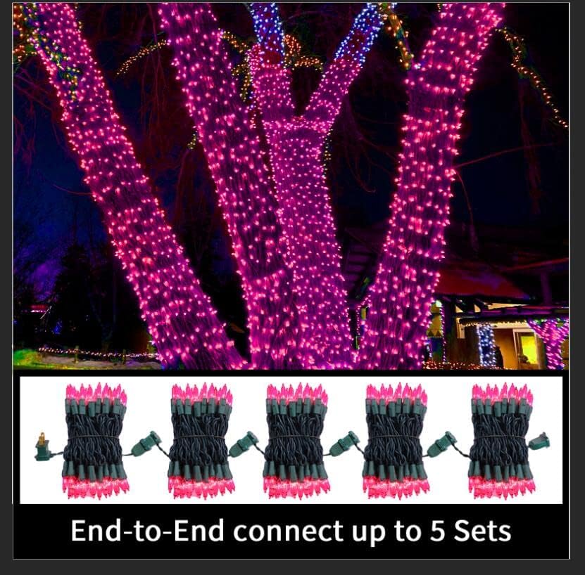 LAMPHOME Pink Christmas String Lights, 100 Count 19.6 FT Mini Valentine's Lights, Waterproof Pink Lights for Indoor Valentine's Day Garland Wedding Party Festival Xmas Tree Decoration - Image 5