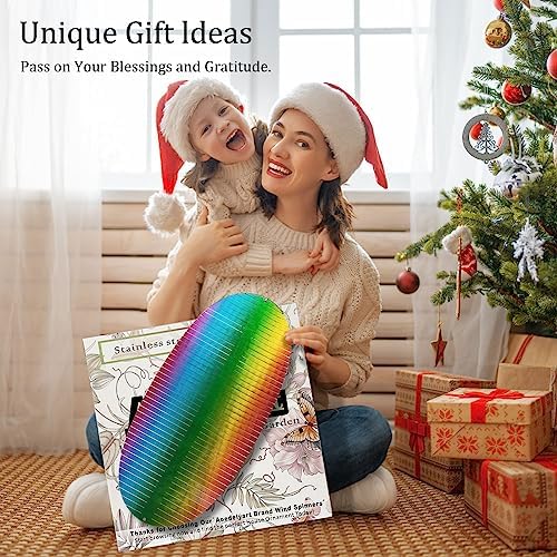 Aoedelyart Wind Spinner Rainbow Wave Wind Spinners for Yard and Garden,15in Hanging Kinetic Yard Art Wind Sculpture,3D Wind Spinners Outdoor & Indoor Rainbow Helix Garden Decor Christmas Ornaments - Image 3