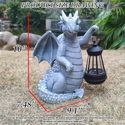 Solar Dragon Garden Statue Decoration with Solar Lantern,Dragon Figurine Lights Outdoor Décor for Yard，Lawn ,Patio, Balcony, Unique Housewarming Ornament - Image 4