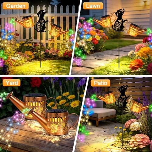 2 Pack Solar Watering Can Lights, Metal Solar Lights Outdoor Decorative - Image 5