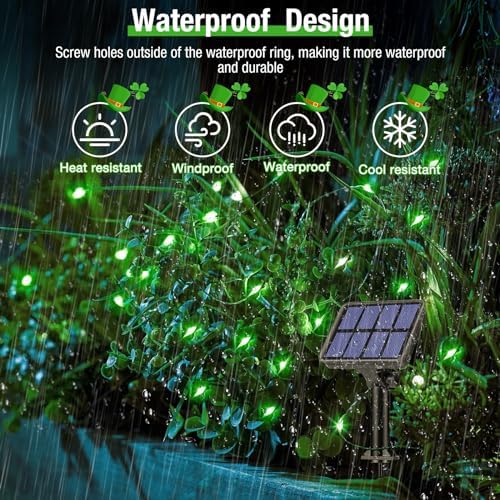 btfarm 4 Pack St Patricks Day Fairy Lights, 320LED 132FT Green Solar String Lights Outdoor Waterproof, 8 Modes Solar Twinkle Lights Irish Decorations for Tree Party Christmas Garden Yard Wedding - Image 3
